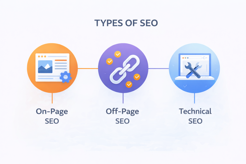 Google search results page showing how websites rank in search engine results